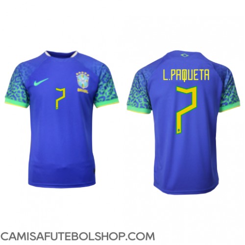 Camisa de time de futebol Brasil Lucas Paqueta #7 Replicas 2º Equipamento Mundo 2022 Manga Curta